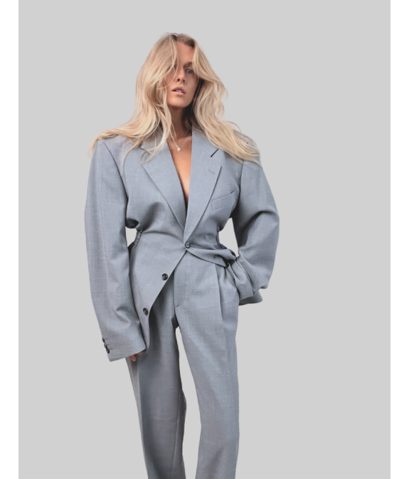 2-CZĘŚCIOWY TALIOWANY GARNITUR - gołębi szary