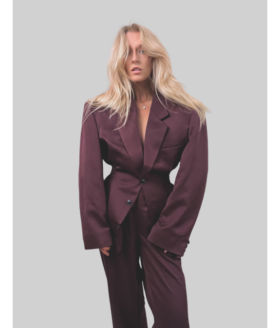 2-CZĘŚCIOWY TALIOWANY GARNITUR - burgund