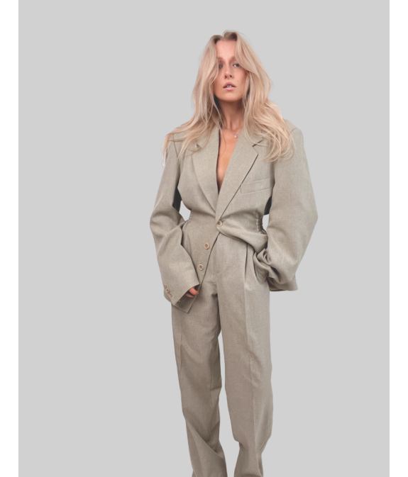 2-CZĘŚCIOWY TALIOWANY GARNITUR - piaskowy beż
