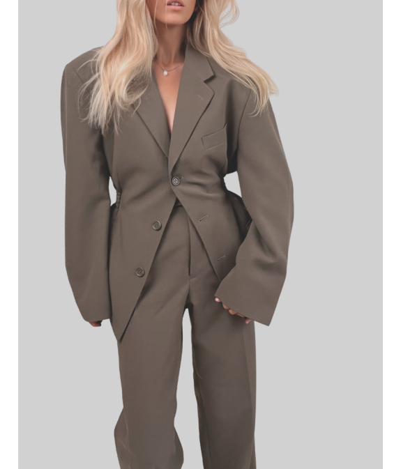 2-CZĘŚCIOWY TALIOWANY GARNITUR - khaki