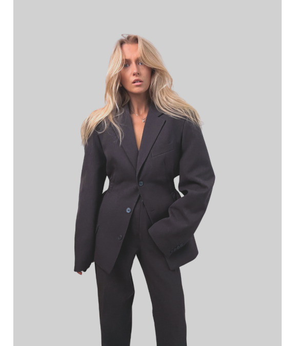 2-CZĘŚCIOWY TALIOWANY GARNITUR - brązowo-szary